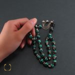 5 تسبیح یسر مالاکیت و نقره 33 دانه مرغوب - کد 4096 - تصویر 5