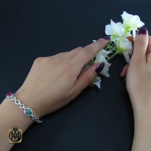 5 دستبند یاقوت و زمرد زنانه طرح سوگل - کد 1027 - تصویر 5