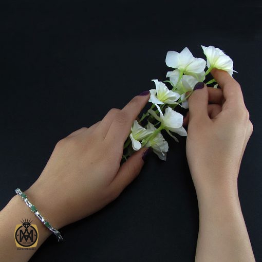 5 دستبند زمرد زنانه طرح سرور - کد 1034 - تصویر 5