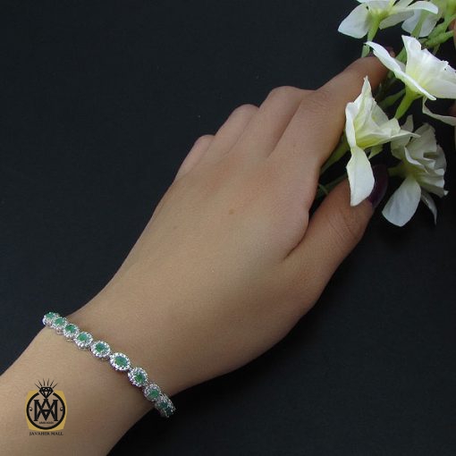 دستبند زمرد زنانه طرح مهين - کد 1047 - تصویر 5