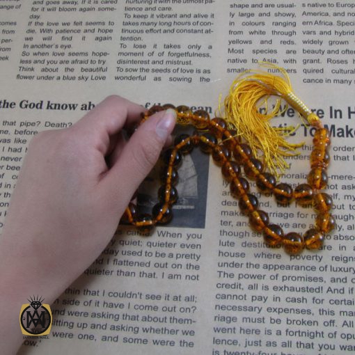 تسبیح کهربای پودری 33 دانه گرد- کد 4062 - تصویر 5