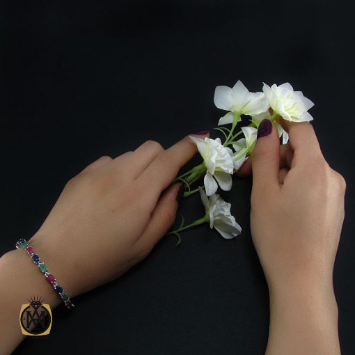 دستبند یاقوت و زمرد زنانه طرح ترانه - کد 1063 - تصویر 5