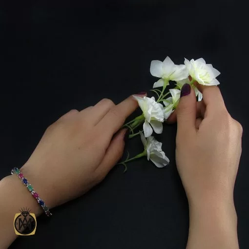 دستبند یاقوت و زمرد زنانه طرح ترانه - کد 1063 - تصویر 5