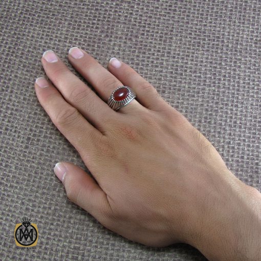 انگشتر عقیق یمن طرح صفوی دست ساز - کد 8189 - تصویر 5