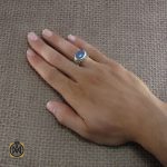 5 انگشتر عقیق یمن کبود طرح صفوی مردانه - کد 8194 - تصویر 5