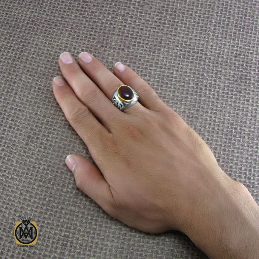 5 انگشتر عقیق یمن مردانه - کد 8197 - تصویر 5
