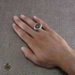 5 انگشتر عقیق یمن طرح صفوی مردانه با حکاکی العزة لله جميعا - کد 8198 - تصویر 5