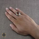 5 انگشتر عقیق یمن مردانه با رکاب طرح شبکه کاری هنر دست - کد 8199 - تصویر 5