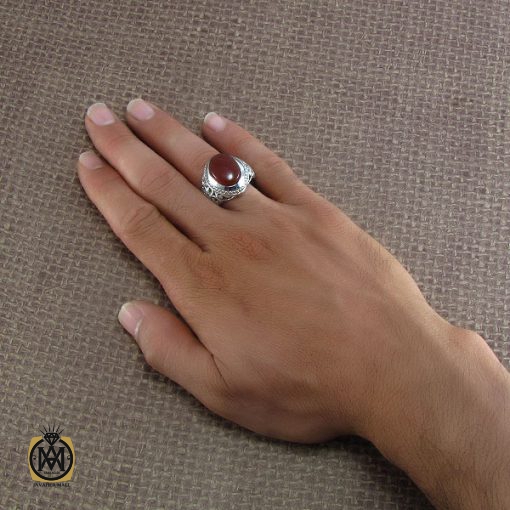 انگشتر عقیق یمن مردانه - کد 8206 - تصویر 5