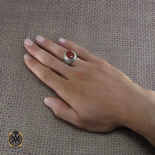 5 انگشتر عقیق یمن مردانه مرغوب - کد 8209 - تصویر 5