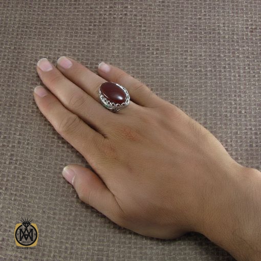 انگشتر عقیق یمن و زمرد مردانه مرغوب - کد 8210 - تصویر 5