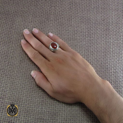 انگشتر عقیق یمن مردانه دست ساز - کد 8214 - تصویر 5