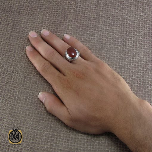 5 انگشتر عقیق یمن مردانه دست ساز - کد 8216 - تصویر 5