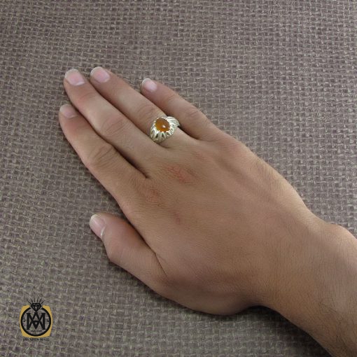 انگشتر عقیق یمن مردانه با حکاکی شرف الشمس - کد 8223 - تصویر 5
