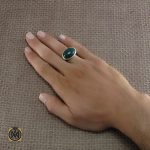 5 انگشتر عقیق سبز رکاب صفوی مردانه - کد 8224 - تصویر 5