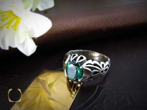 انگشتر توپاز سبز مردانه خوش رنگ و معدنی - کد 8177 - تصویر 7