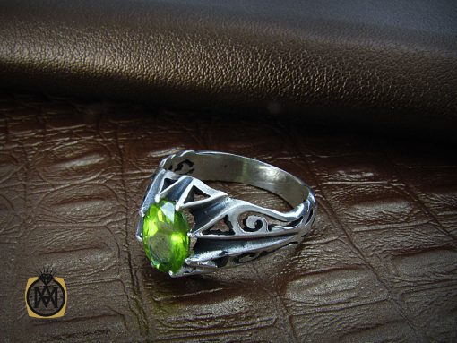 انگشتر نقره مردانه با نگین زبرجد - کد 8180 - تصویر 7