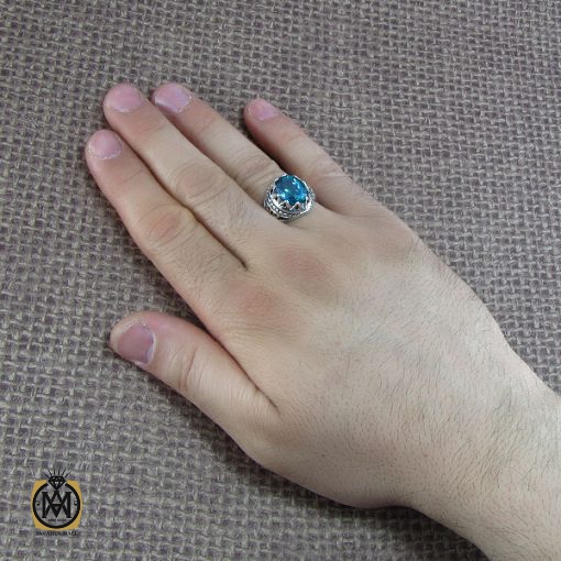 انگشتر نقره مردانه با نگین توپاز - کد 8185 - تصویر 6