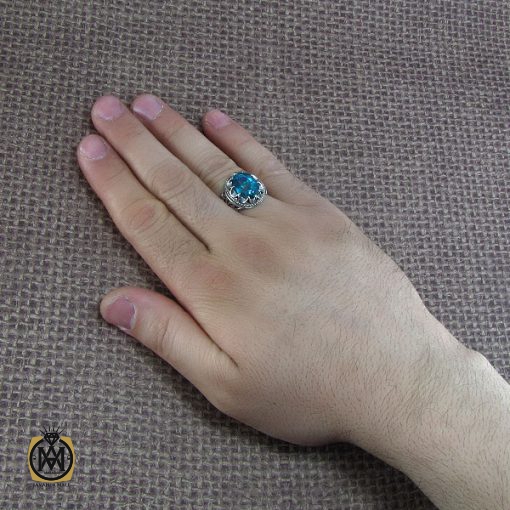 6 انگشتر نقره مردانه با نگین توپاز - کد 8182 - تصویر 6