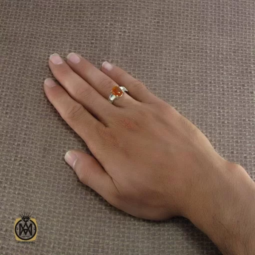 انگشتر عقیق یمن مردانه با حکاکی شرف الشمس - کد 8217 - تصویر 6