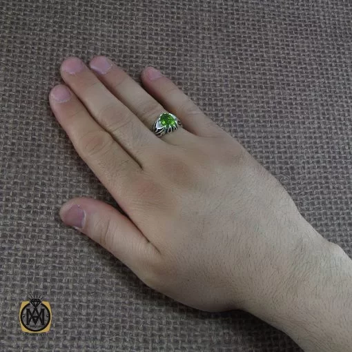 انگشتر نقره مردانه با نگین زبرجد - کد 8183 - تصویر 6