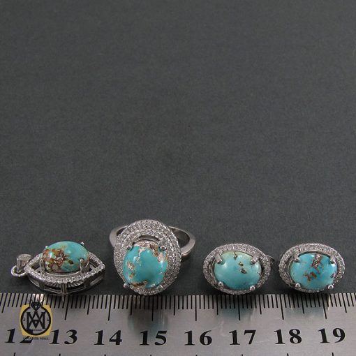 سرویس نقره با نگین فیروزه نیشابور زنانه طرح شيدا - کد 7044 - تصویر 7