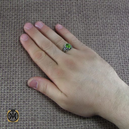 انگشتر نقره مردانه با نگین زبرجد - کد 8180 - تصویر 6