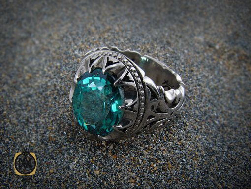 8182 انگشتر نقره مردانه با نگین توپاز - کد 8182 - تصویر 5