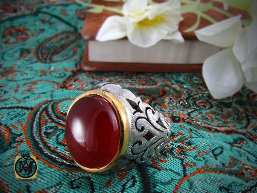 انگشتر عقیق یمن دست ساز مردانه - کد 8193 - تصویر 6