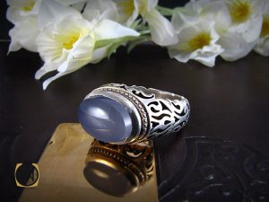 8194 انگشتر عقیق یمن کبود طرح صفوی مردانه - کد 8194 - تصویر 6