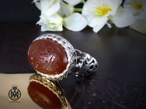8198 انگشتر عقیق یمن طرح صفوی مردانه با حکاکی العزة لله جميعا - کد 8198 - تصویر 6