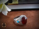 انگشتر عقیق یمن و فیروزه نیشابور مردانه - کد 8200 - تصویر 6