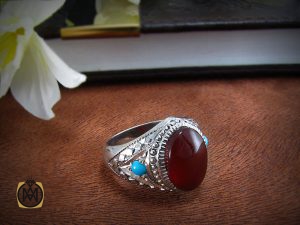 8200 انگشتر عقیق یمن و فیروزه نیشابور مردانه - کد 8200 - تصویر 6