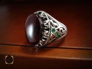 8205 انگشتر عقیق یمن و زمرد مردانه - کد 8205 - تصویر 6