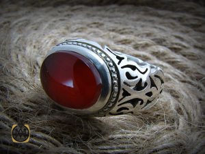 8207 انگشتر عقیق یمن طرح صفوی مردانه - کد 8207 - تصویر 6