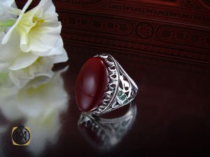 8210 انگشتر عقیق یمن و زمرد مردانه مرغوب - کد 8210 - تصویر 6