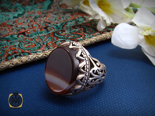 انگشتر عقیق سلیمانی مردانه - کد 8222 - تصویر 7