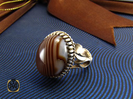 انگشتر عقیق سلیمانی مردانه - کد 8234 - تصویر 6