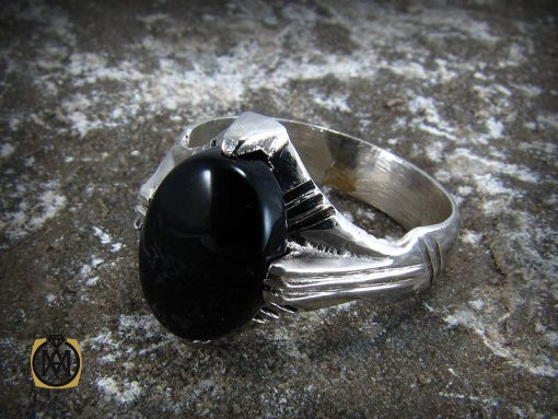 انگشتر عقیق سیاه مردانه - کد 8312 - تصویر 6