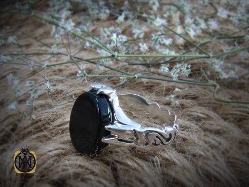 انگشتر عقیق سیاه مردانه - کد 8316 - تصویر 6