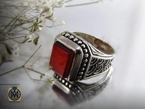 انگشتر عقیق قرمز مردانه - کد 8319 - تصویر 6