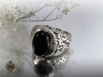 انگشتر عقیق سیاه اصل مردانه - کد 8320 - تصویر 6