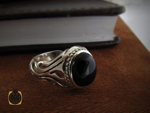 انگشتر عقیق سیاه مردانه - کد 8341 - تصویر 6