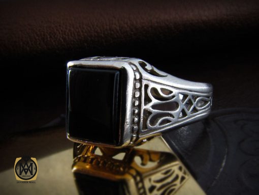 8343 انگشتر عقیق سیاه مردانه - کد 8343 - تصویر 6