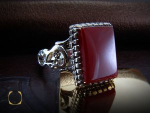 انگشتر عقیق قرمز مردانه - کد 8344 - تصویر 6