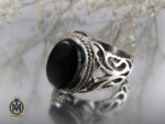 انگشتر عقیق سیاه مردانه - کد 8345 - تصویر 6