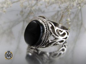 8345 انگشتر عقیق سیاه مردانه - کد 8345 - تصویر 6