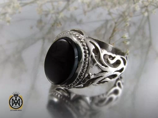 انگشتر عقیق سیاه مردانه - کد 8345 - تصویر 6