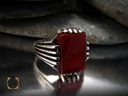 انگشتر عقیق قرمز مردانه - کد 8346 - تصویر 6