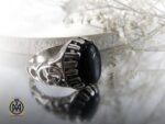 انگشتر عقیق سیاه مردانه - کد 8347 - تصویر 6